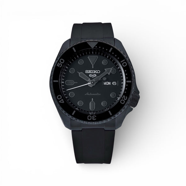 END LINK RUBBER STRAP FOR SEIKO 5 SPORTS - BLACK PVD