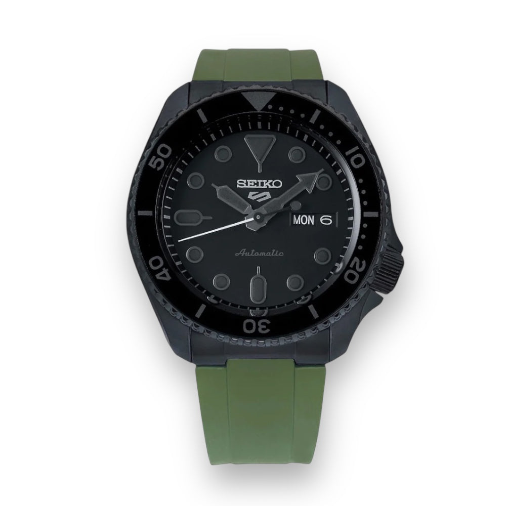 END LINK RUBBER STRAP FOR SEIKO 5 SPORTS - BLACK PVD