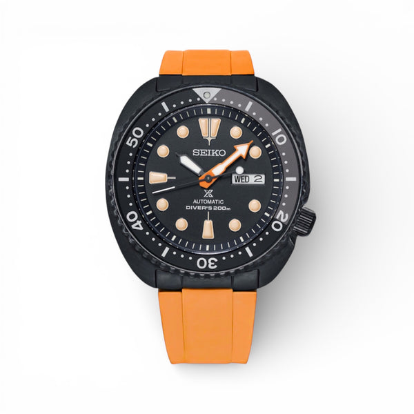 END LINK RUBBER STRAP FOR SEIKO TURTLE - BLACK PVD