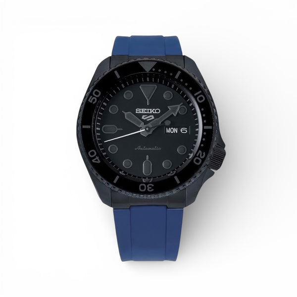 END LINK RUBBER STRAP FOR SEIKO 5 SPORTS - BLACK PVD