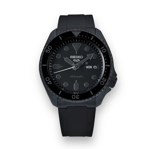 END LINK RUBBER STRAP FOR SEIKO 5 SPORTS - BLACK PVD