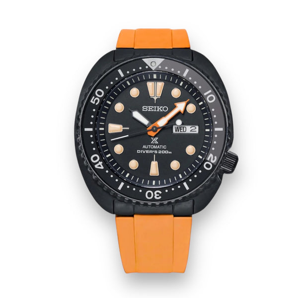 END LINK RUBBER STRAP FOR SEIKO TURTLE - BLACK PVD