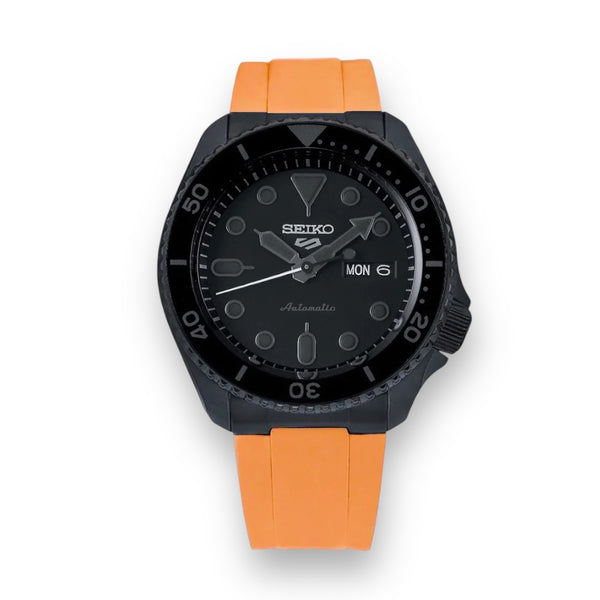 END LINK RUBBER STRAP FOR SEIKO 5 SPORTS - BLACK PVD