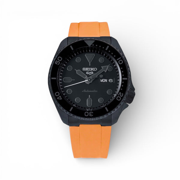 END LINK RUBBER STRAP FOR SEIKO 5 SPORTS - BLACK PVD