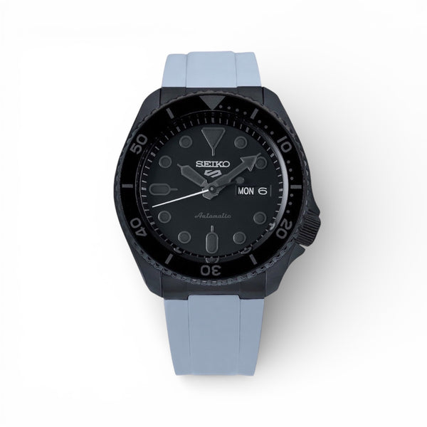 END LINK RUBBER STRAP FOR SEIKO 5 SPORTS - BLACK PVD