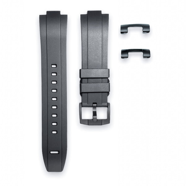 END LINK RUBBER STRAP FOR SEIKO 5 SPORTS - BLACK PVD