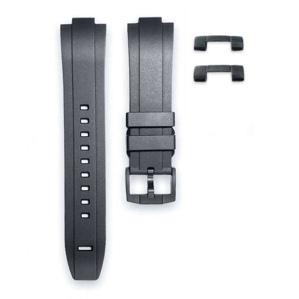 END LINK RUBBER STRAP FOR SEIKO TURTLE - BLACK PVD