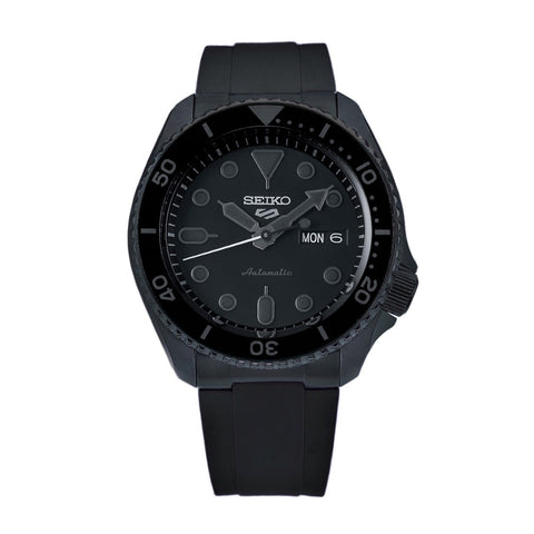 END LINK RUBBER STRAP FOR SEIKO 5 SPORTS - BLACK PVD